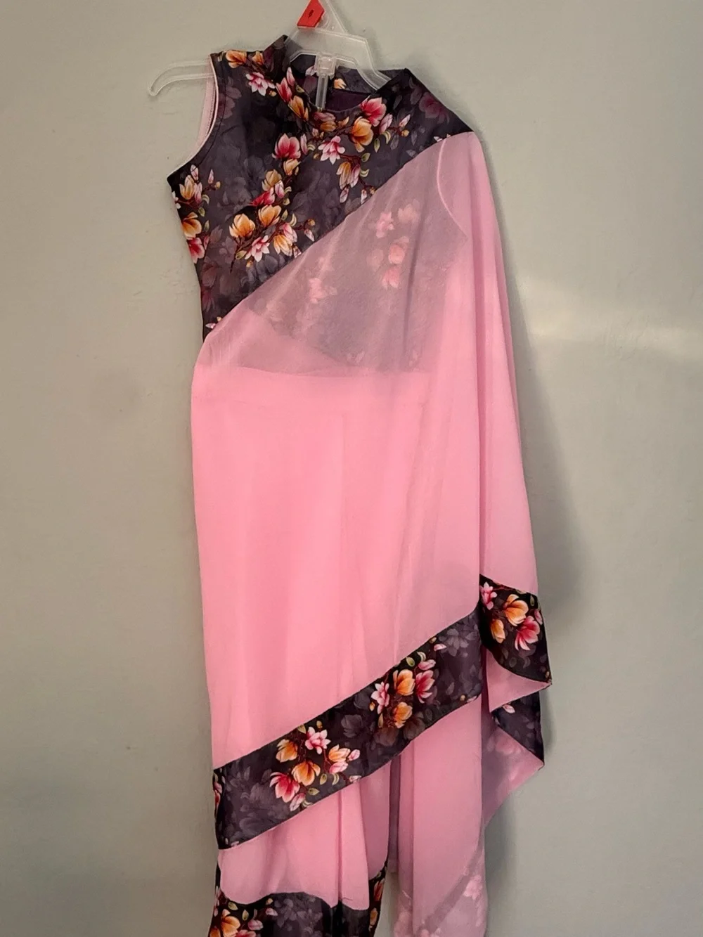 Women's Pink Floral-Trim Asymmetric Skirt